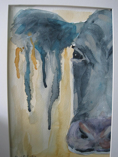 PEEK-A-BOO MOO Watercolor on paper, 2012