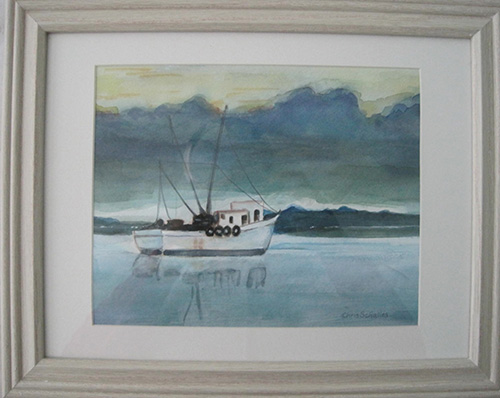 HEADING HOMEWatercolor on paper15"W x 12"H FramedOriginal $90
