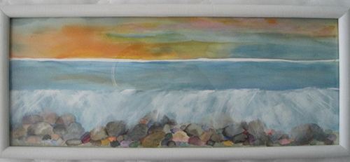 WAVES ON THE ROCKSWatercolor on paper21"W x 9"HOriginal $90
